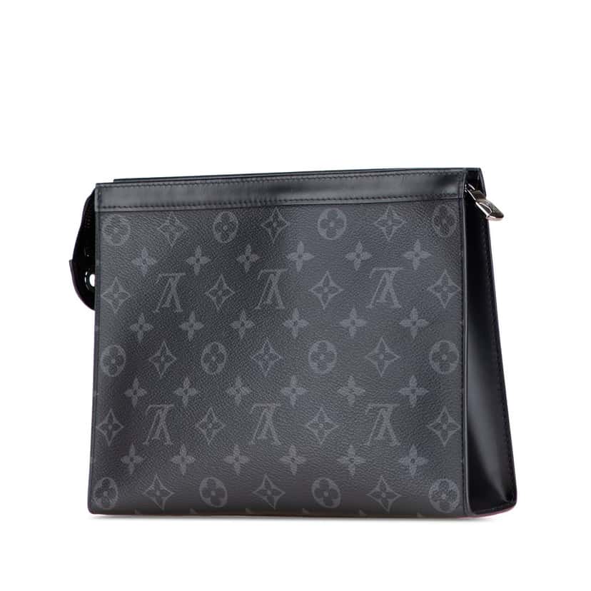 Louis Vuitton Monogram Eclipse Pochette Voyage MM Black Canvas Good condition - Back View