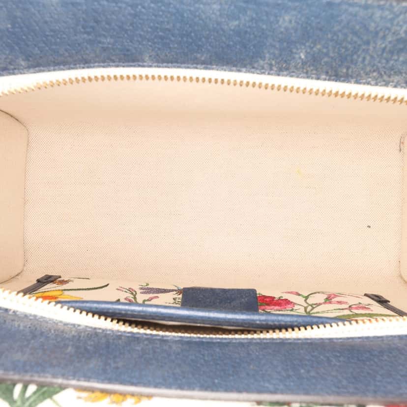 Gucci Medium Canvas Flora Satchel White Canvas Good condition - Model View