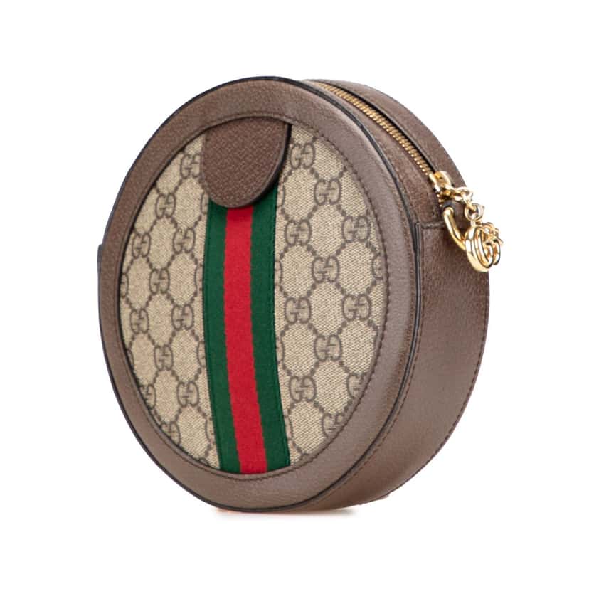 Gucci Mini GG Supreme Round Ophidia Crossbody Brown Canvas Good condition - Back View