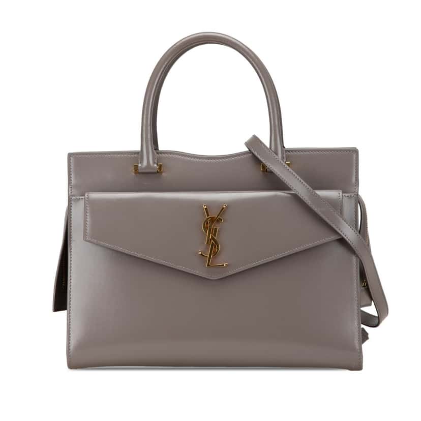 Saint Laurent Medium Leather Monogram Uptown Satchel Grey Leather Good condition - Front View