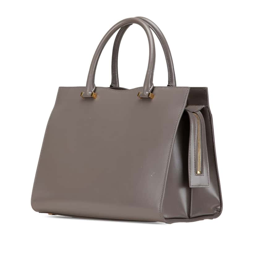 Saint Laurent Medium Leather Monogram Uptown Satchel Grey Leather Good condition - Back View