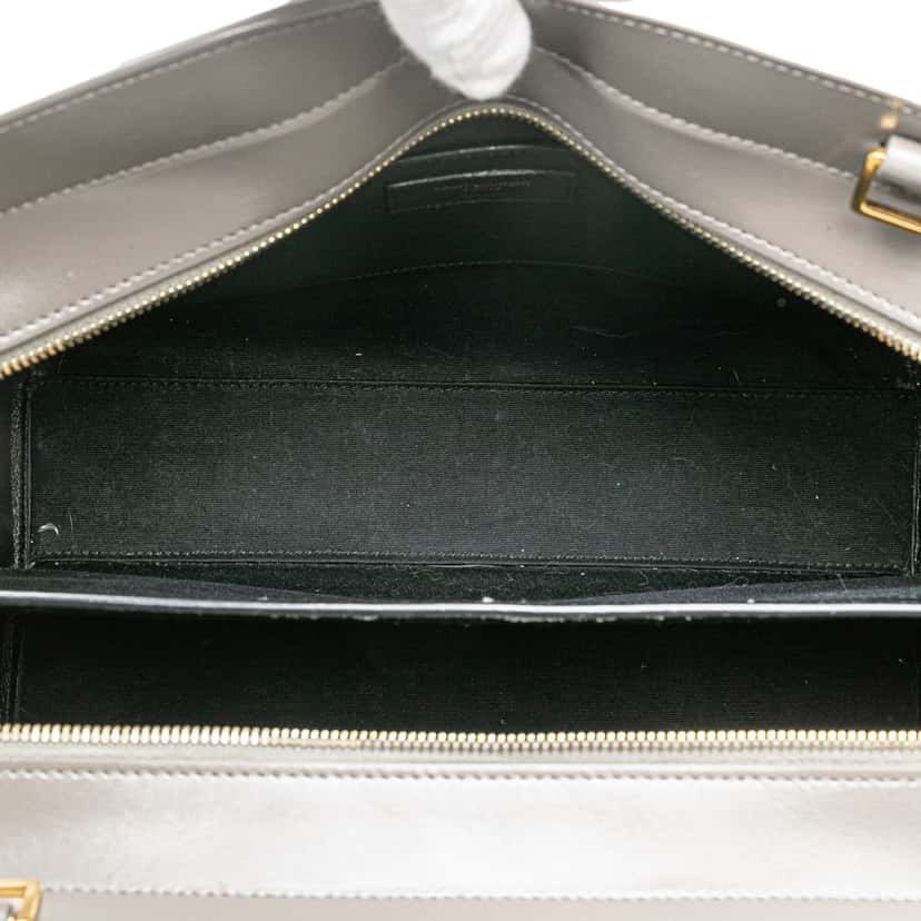 Saint Laurent Medium Leather Monogram Uptown Satchel Grey Leather Good condition - Box View