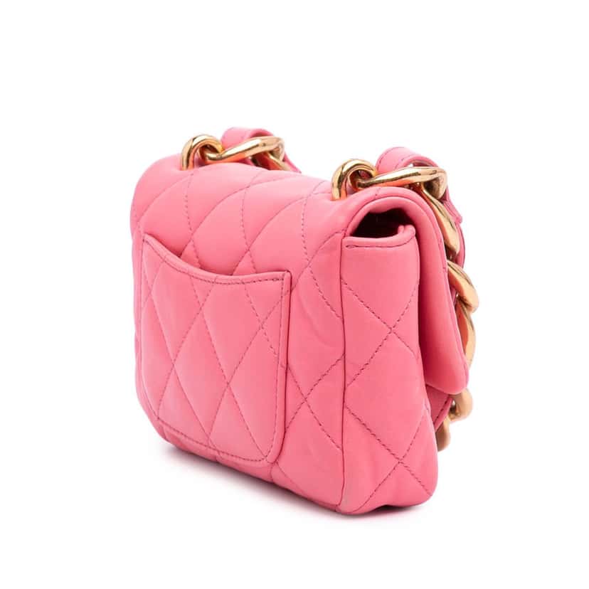 Chanel Mini Quilted Lambskin Funky Town Flap Pink Leather Good condition - Back View