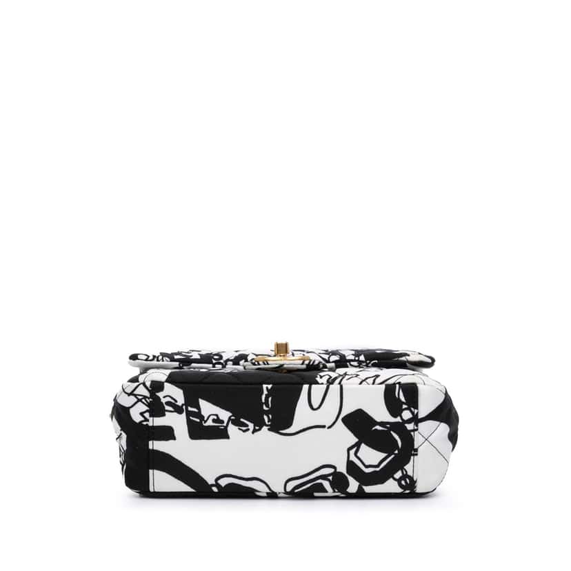 Chanel Mini Printed Canvas Deer Coco Flap White Canvas Good condition - Inside View