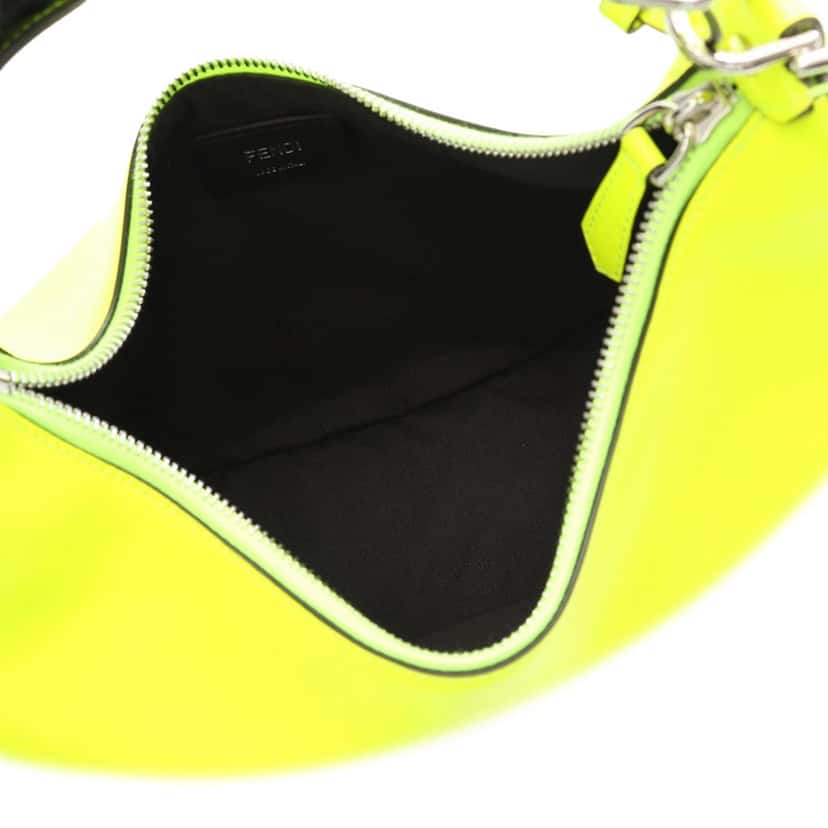 Fendi Small Vitello Grace Matte Fendigraphy Hobo Yellow Leather Good condition - Inside View