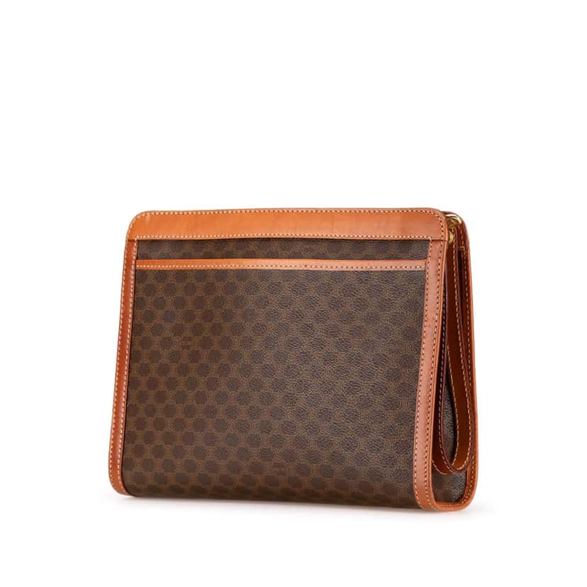 Celine Macadam Coated Canvas Clutch Brown Canvas Fair condition - Back View
