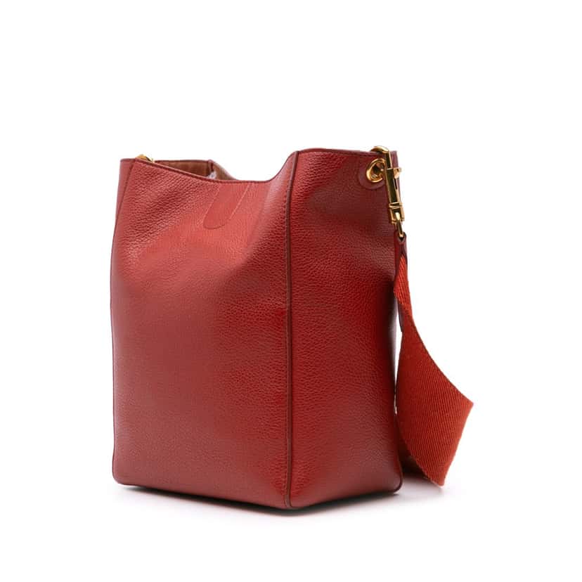 Celine Small Leather Seau Sangle Bucket Bag Red Leather Good condition - Back View