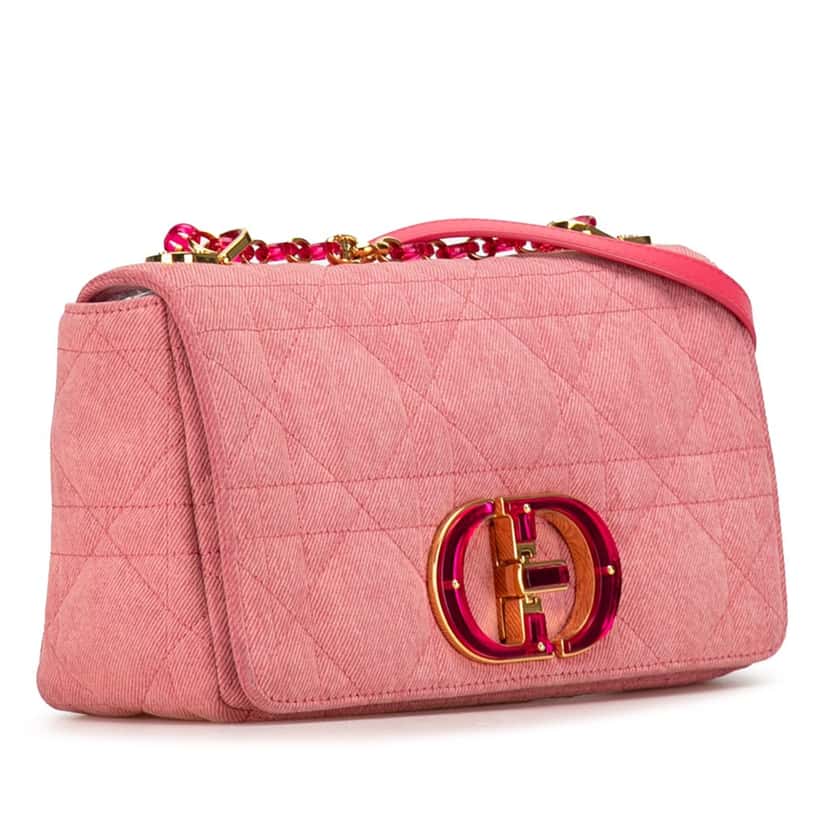 Dior Medium Denim Macrocannage Caro Bag Pink Denim Very good condition - Back View