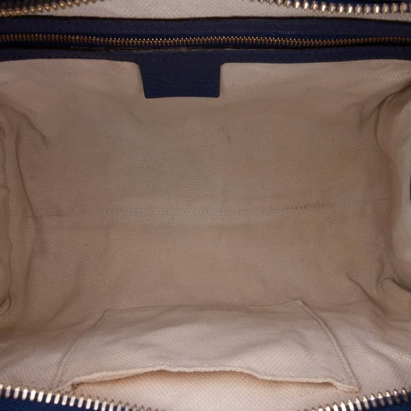 Gucci Medium Dollar Calf Soho Top Handle Convertible Tote Blue Leather Good condition - Model View