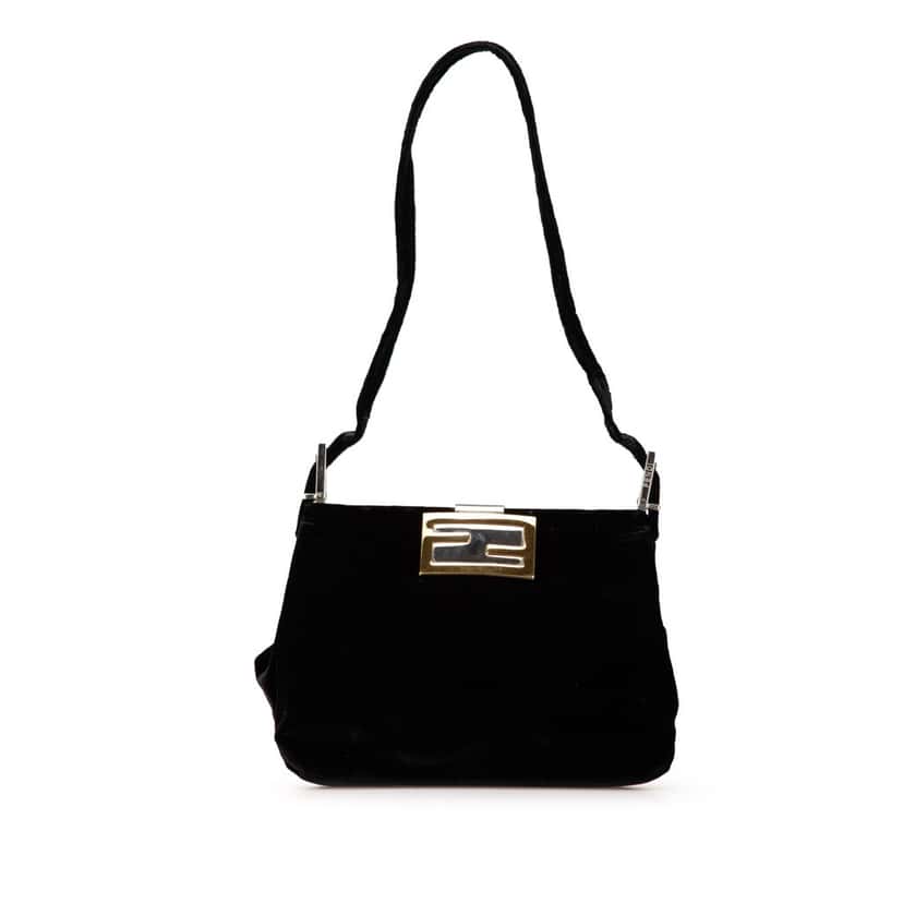 Fendi Velvet Shoulder Bag Black Velvet Good condition - Front View