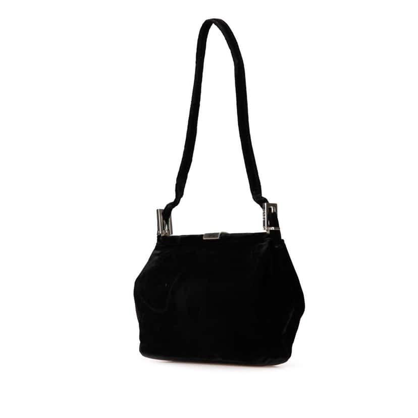 Fendi Velvet Shoulder Bag Black Velvet Good condition - Back View