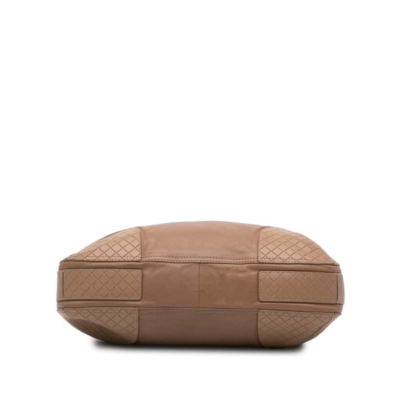 Bottega Veneta Intrecciomirage Trimmed Leather Crossbody Brown Leather Very good condition - Inside View