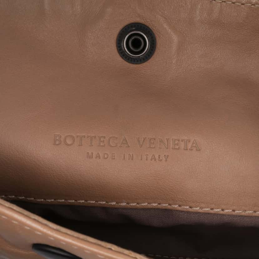 Bottega Veneta Intrecciomirage Trimmed Leather Crossbody Brown Leather Very good condition - Box View