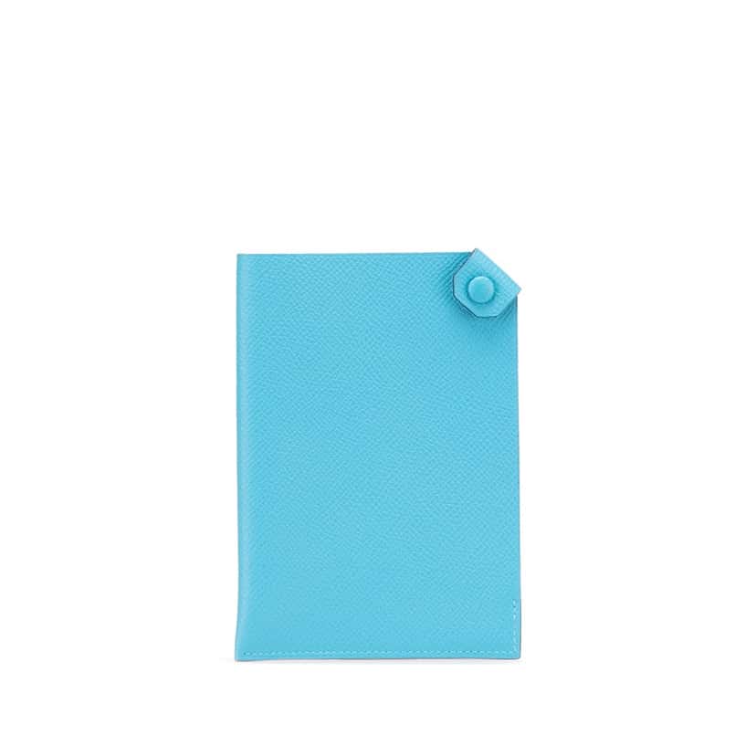 Hermès Epsom Tarmac PM Passport Cover Blue Leather Good condition - Front View