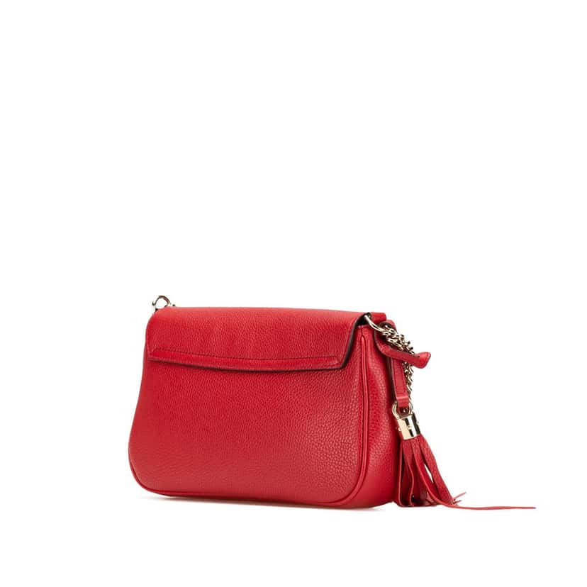 Gucci Medium Leather Soho Chain Flap Crossbody Red Leather Good condition - Back View