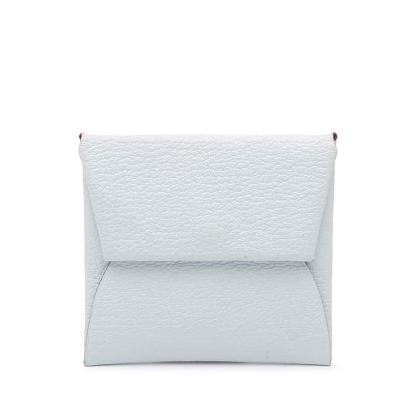 Hermès Chevre Mysore Bastia Coin Pouch White Leather Good condition - Front View