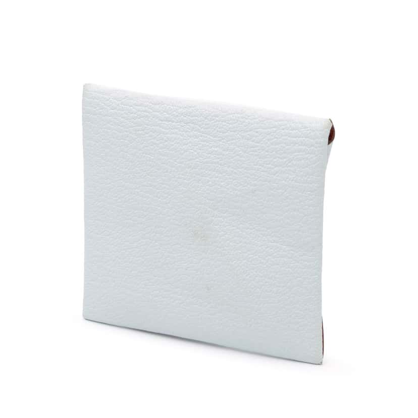 Hermès Chevre Mysore Bastia Coin Pouch White Leather Good condition - Back View