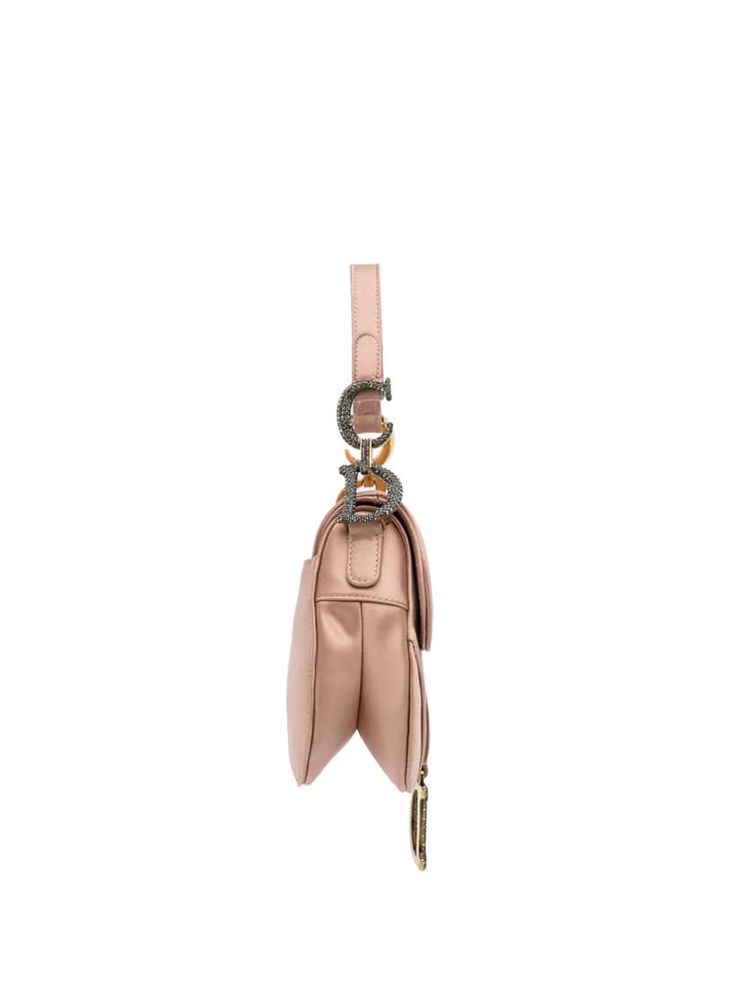 Dior Mini Satin Crystal Embellished Saddle Bag Pink Satin Good condition - Inside View