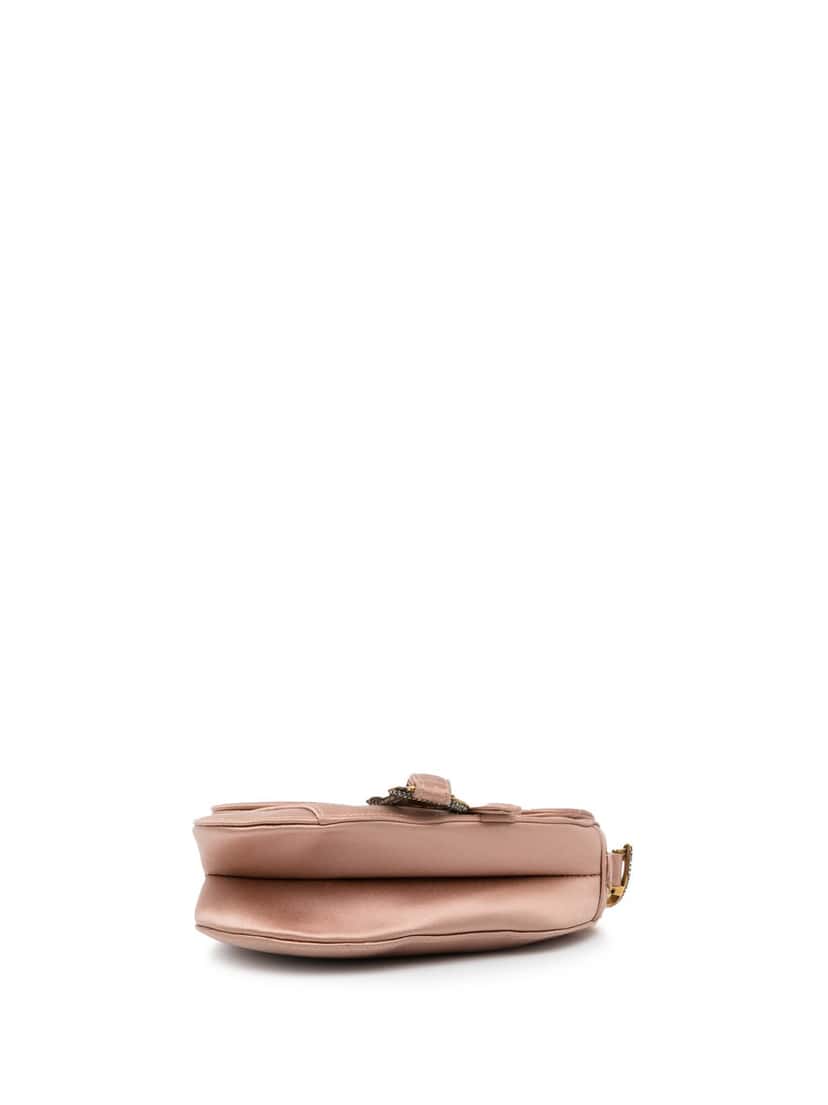 Dior Mini Satin Crystal Embellished Saddle Bag Pink Satin Good condition - Box View