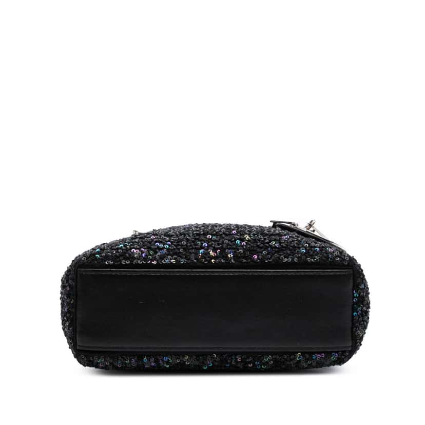 Dior Mini Satin Sequin Embellished Lady Dior Black Satin Good condition - Inside View