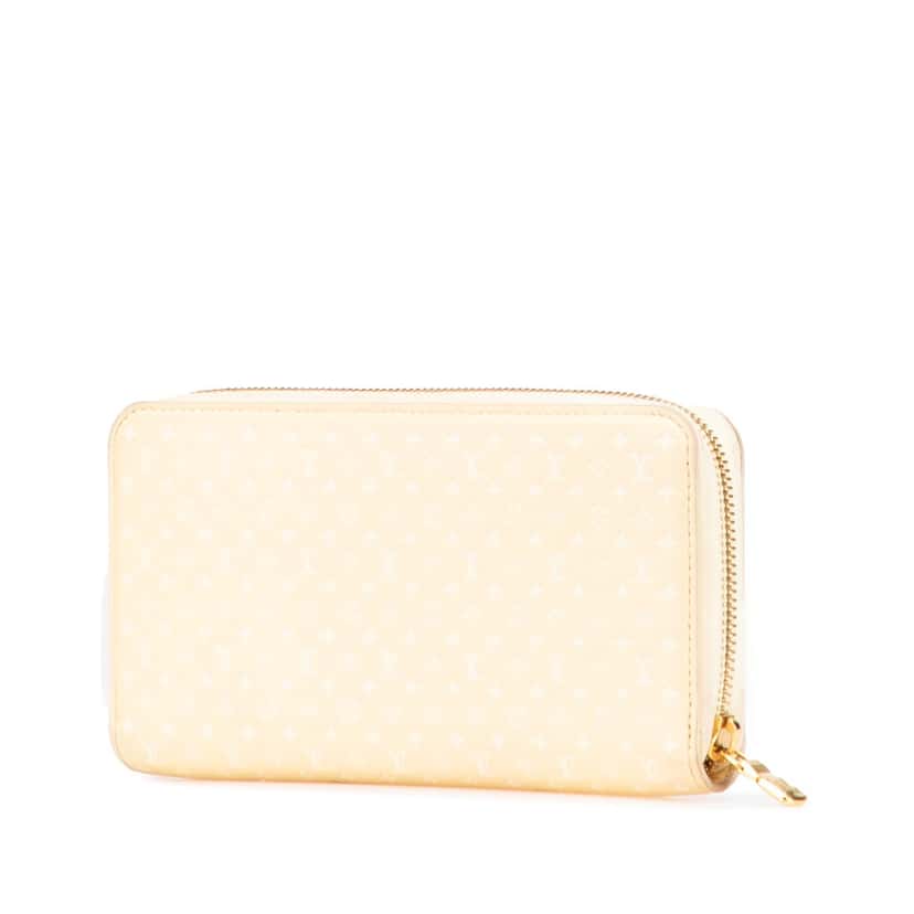 Louis Vuitton Embossed Calfskin Nanogram Zippy Wallet Yellow Leather Good condition - Back View