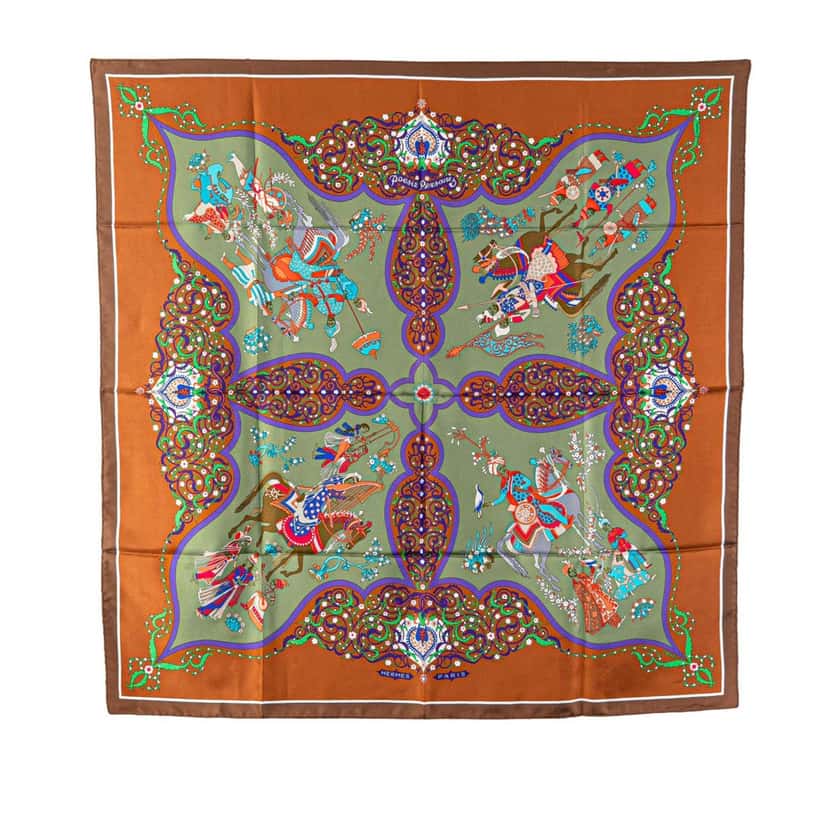 Hermès Poesie Persane Silk Scarf Brown Silk Good condition - Front View