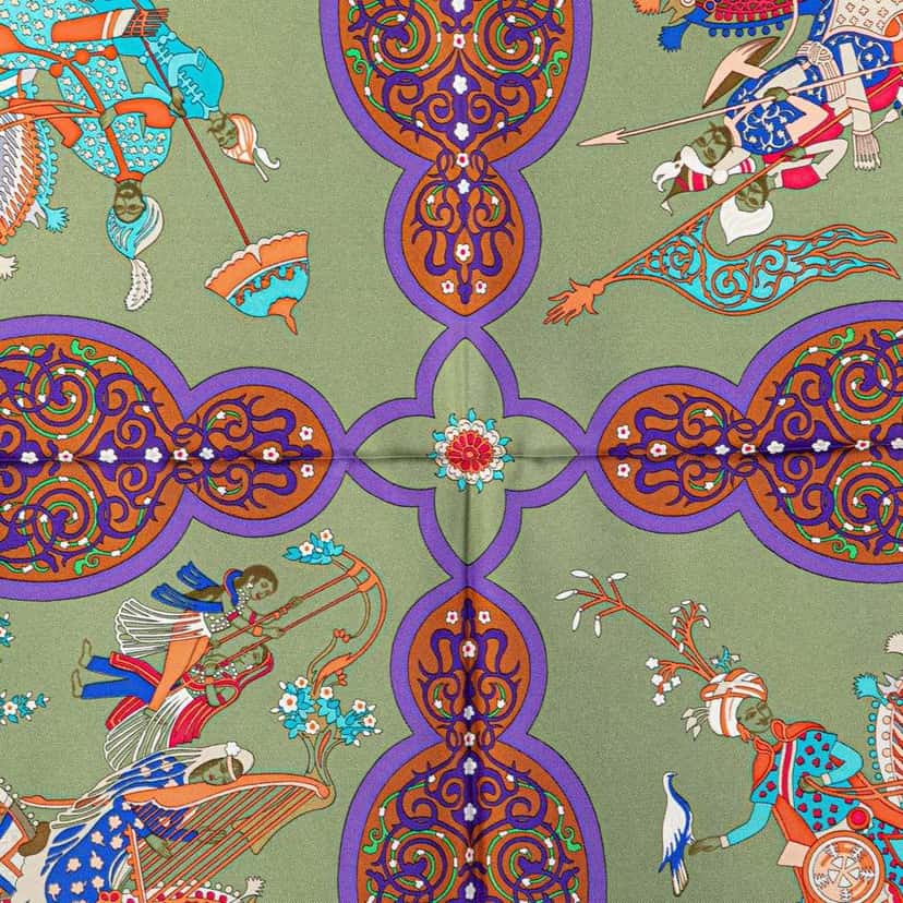 Hermès Poesie Persane Silk Scarf Brown Silk Good condition - Back View