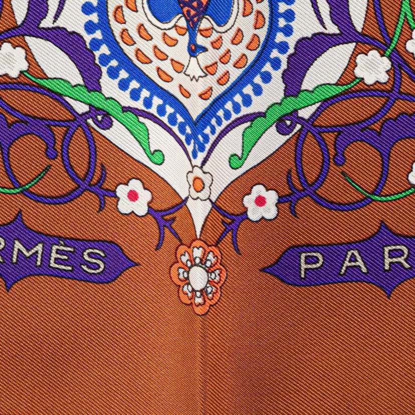 Hermès Poesie Persane Silk Scarf Brown Silk Good condition - Inside View