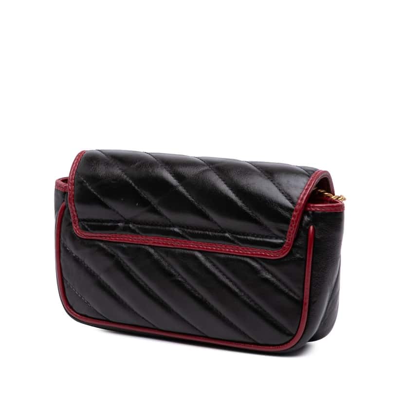 Gucci Super Mini GG Marmont Matelasse Leather Torchon Flap Crossbody Black Leather Good condition - Back View