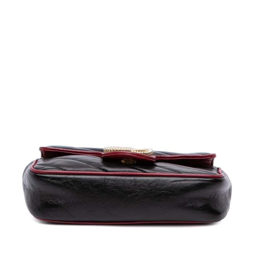 Gucci Super Mini GG Marmont Matelasse Leather Torchon Flap Crossbody Black Leather Good condition - Inside View