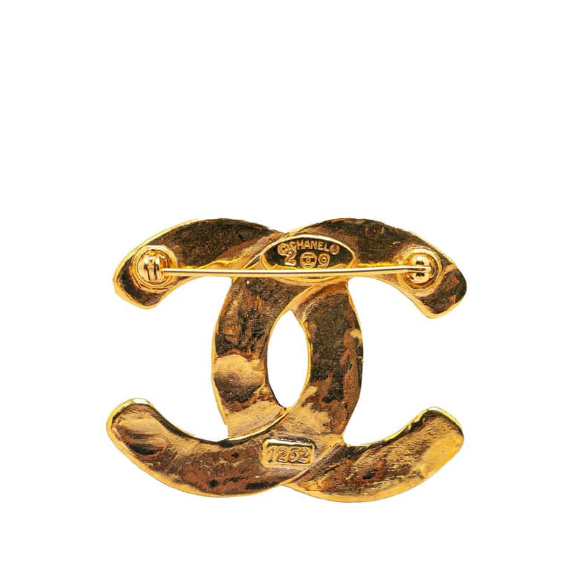 Chanel Gold Plated CC Brooch Gold Metal Good condition - Back View