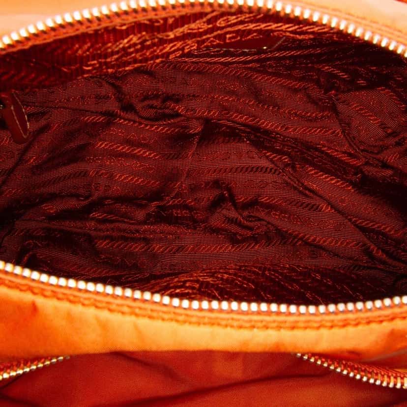 Prada Tessuto Zip Double Buckle Messenger Bag Orange Good condition - Model View