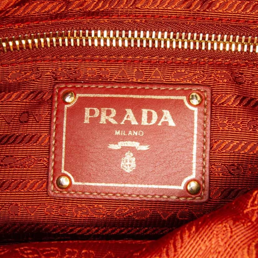 Prada Tessuto Zip Double Buckle Messenger Bag Orange Good condition - Box View