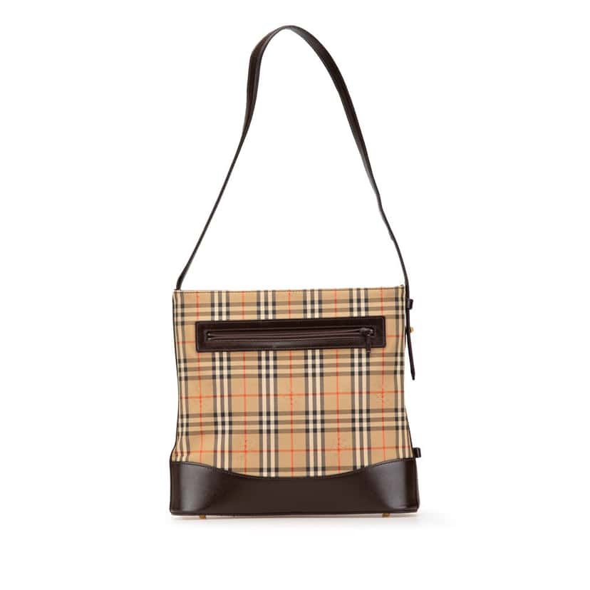 Burberry Haymarket Check Canvas Shoulder Bag Brown Canvas Good condition - Front View