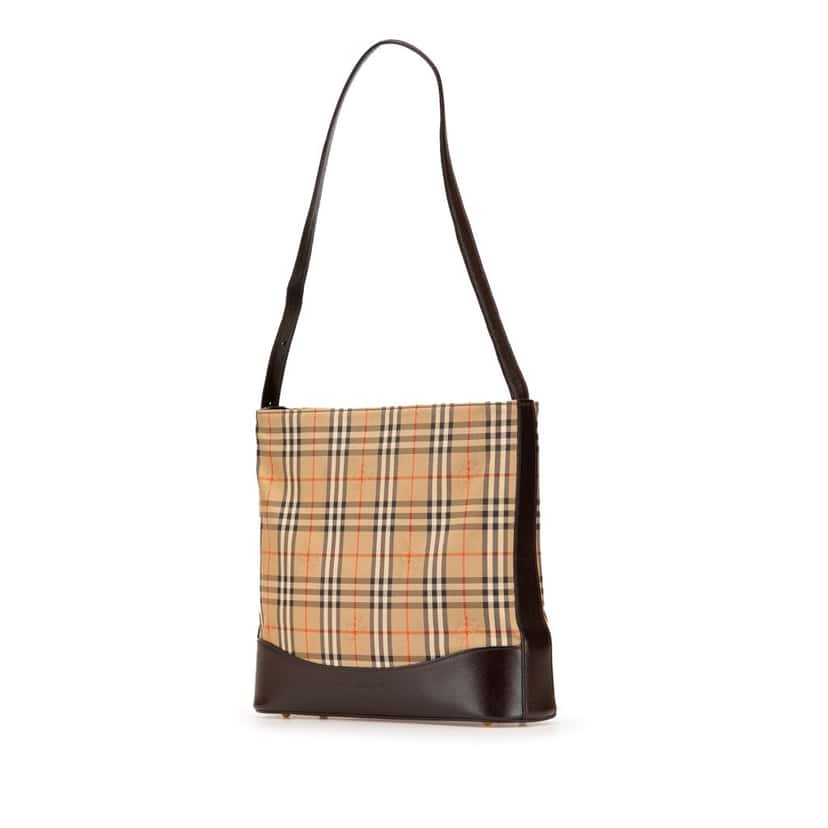 Burberry Haymarket Check Canvas Shoulder Bag Brown Canvas Good condition - Back View