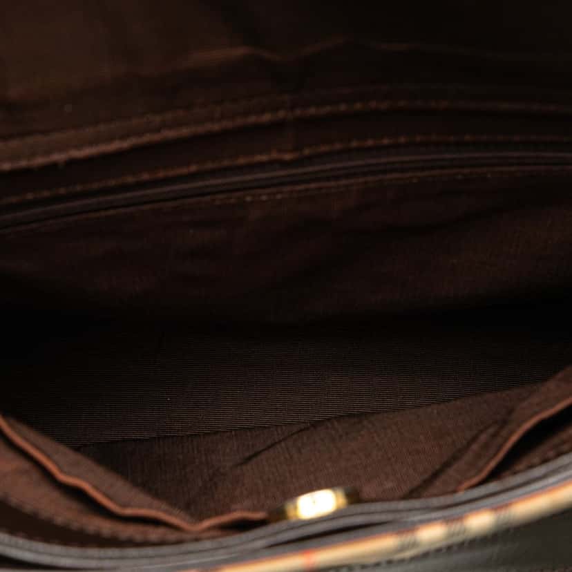 Burberry Haymarket Check Canvas Shoulder Bag Brown Canvas Good condition - Model View