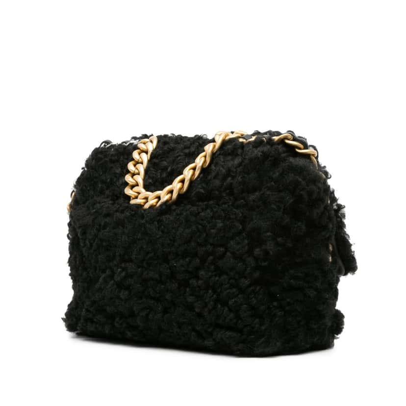 Chanel Medium Shearling 19 Flap Black Good condition - Back View