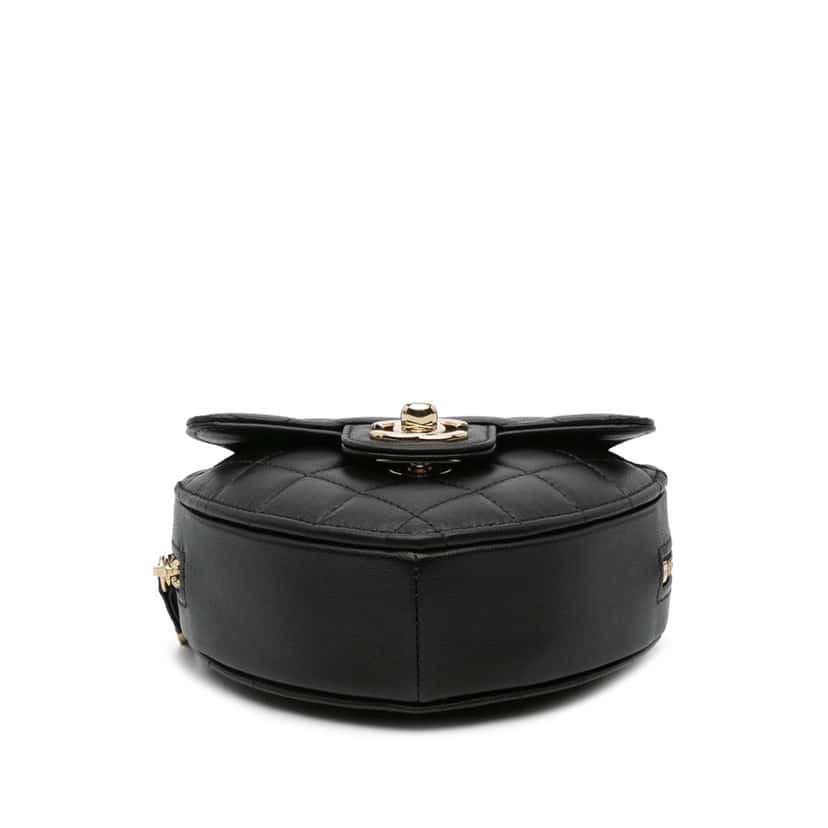 Chanel Mini Lambskin CC in Love Heart Crossbody Black Leather Good condition - Inside View