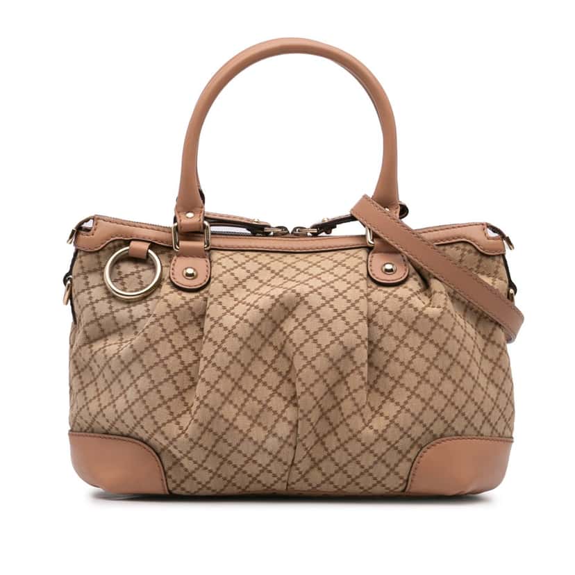 Gucci Diamante Canvas Sukey Satchel Brown Canvas Good condition - Front View