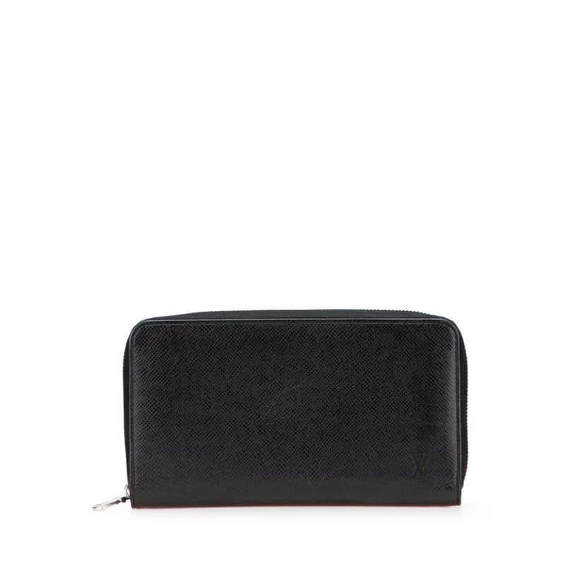 Louis Vuitton Taiga Zippy Organizer Wallet Black Leather Good condition - Front View