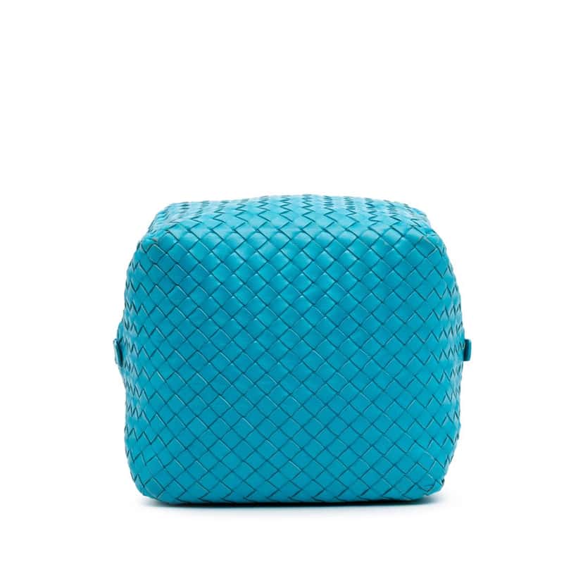 Bottega Veneta Nappa Intrecciato Cube Crossbody Blue Leather Good condition - Inside View