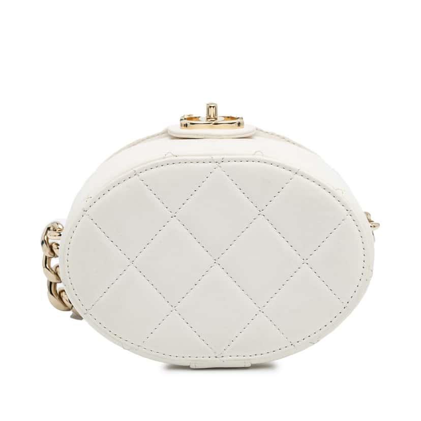 Chanel CC Lambskin Elegant Chain Vanity Case White Leather Good condition - Inside View