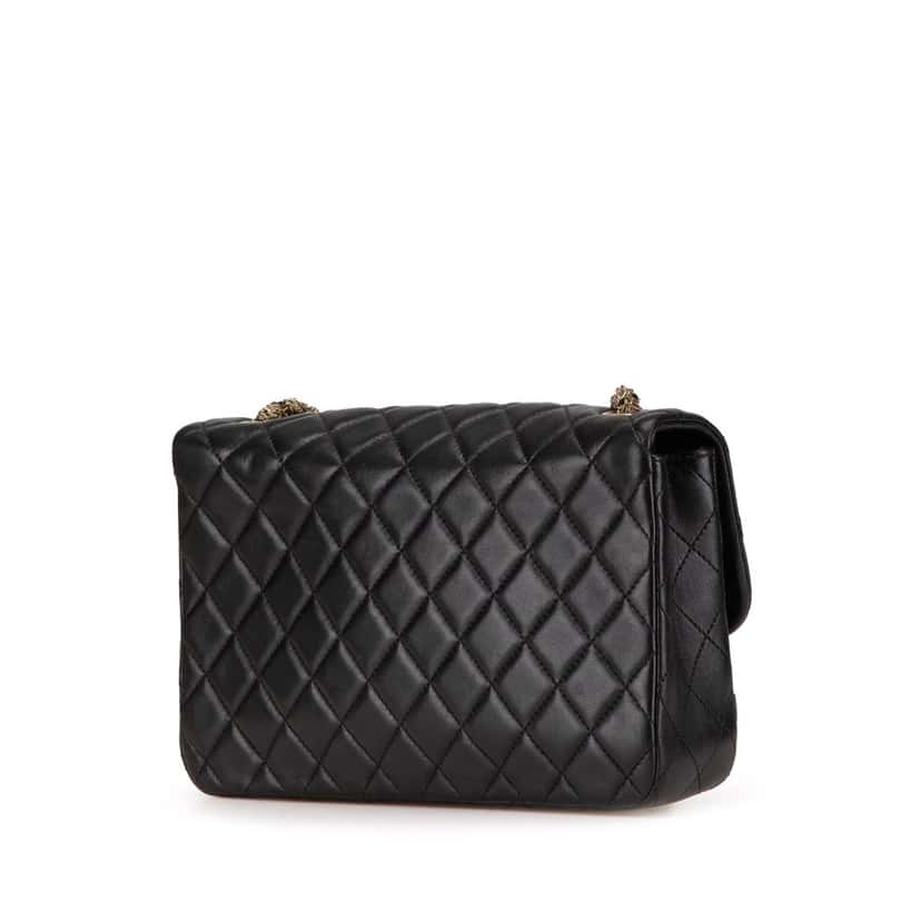 Chanel Medium Quilted Lambskin Westminster Pearl Flap Black Leather Good condition - Back View