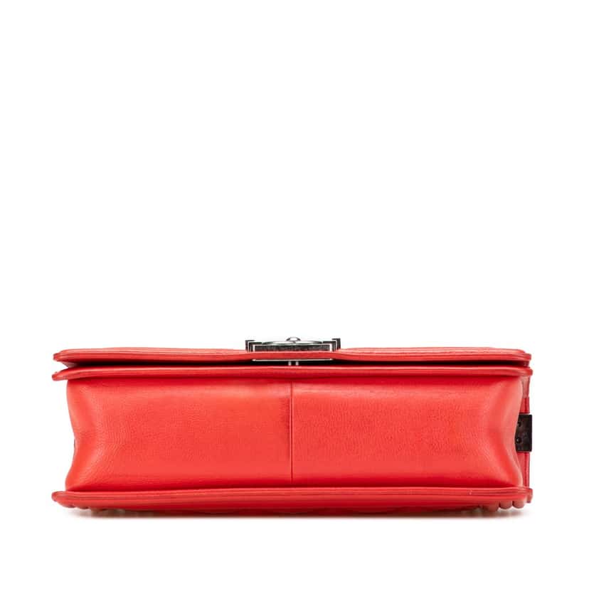 Chanel Medium Quilted Calfskin Wild Stitch Boy Flap Red Leather Good condition - Inside View