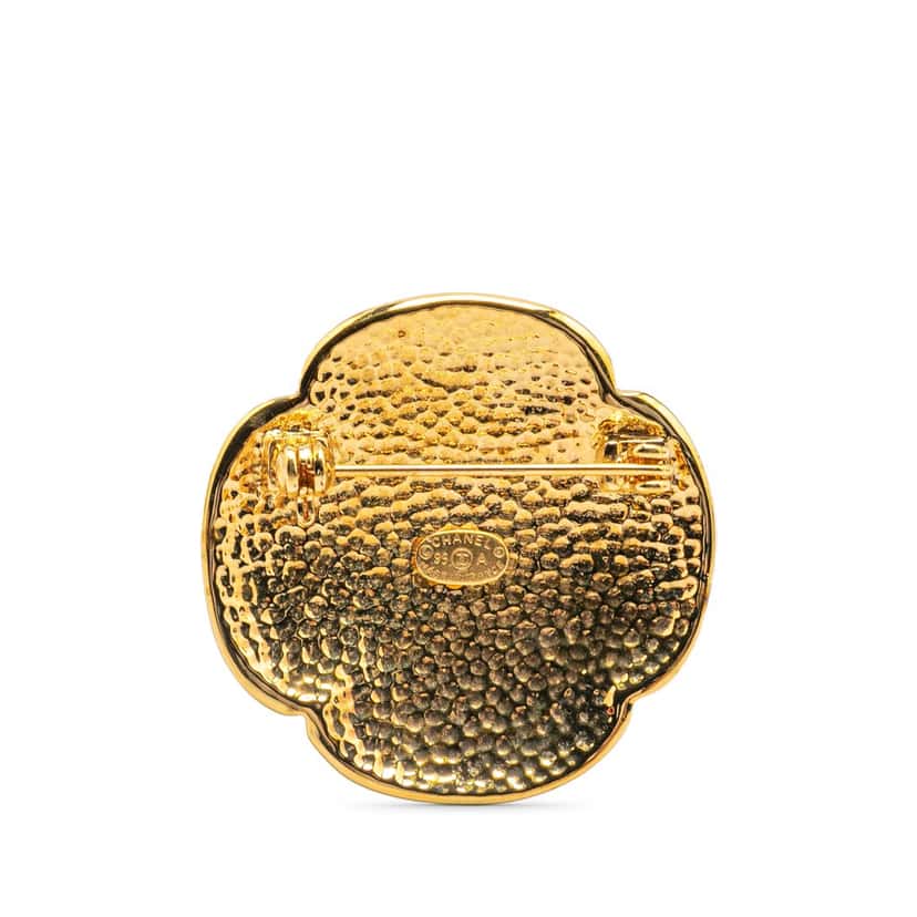 Chanel Gold Plated CC Flower Brooch Gold Metal Good condition - Back View