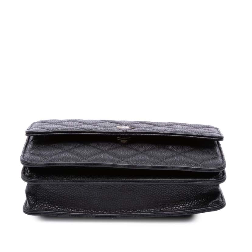 Chanel Quilted Caviar Square Wallet on Chain Black Leather Good condition - Inside View
