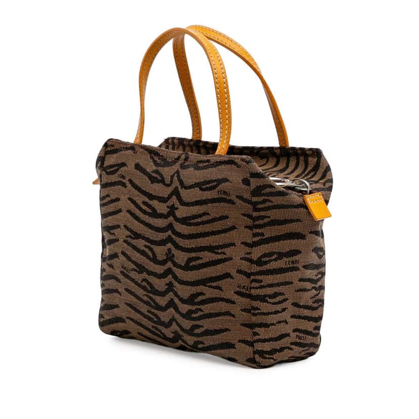 Fendi Zebra Print Canvas Handbag Brown Canvas Good condition - Back View