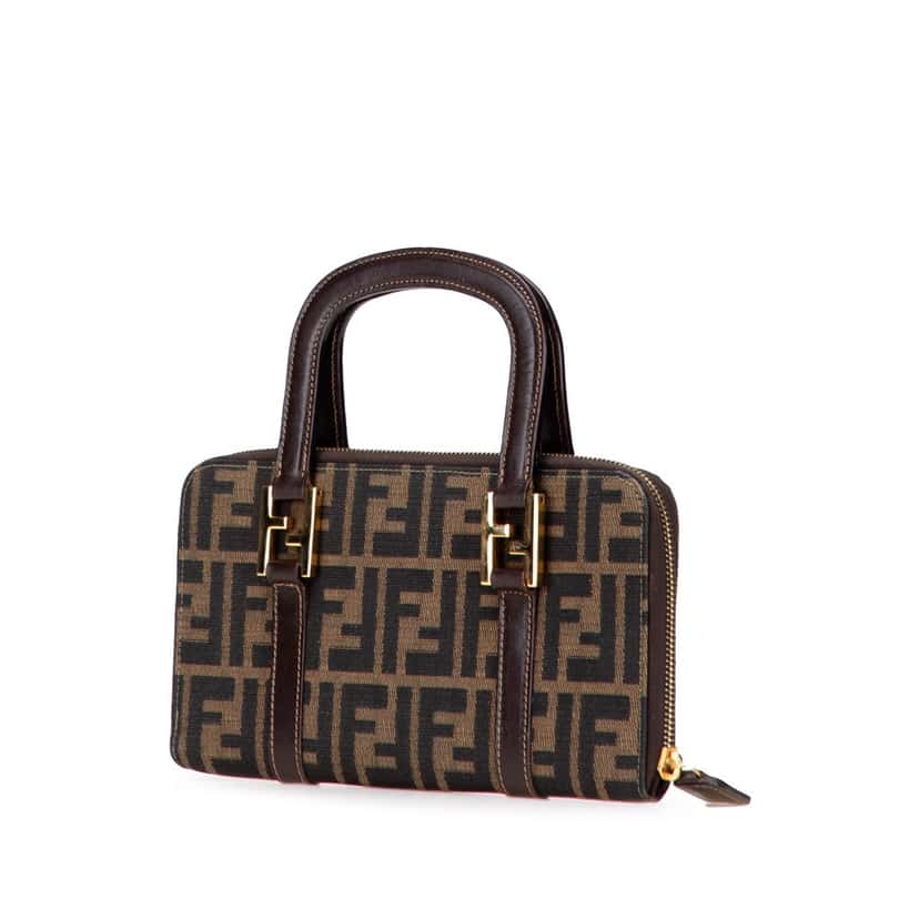 Fendi Zucca Canvas Top Handle Wallet Brown Canvas Good condition - Back View