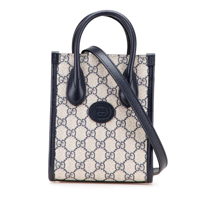 Gucci Mini GG Supreme Interlocking G Satchel Brown Canvas Good condition - Front View