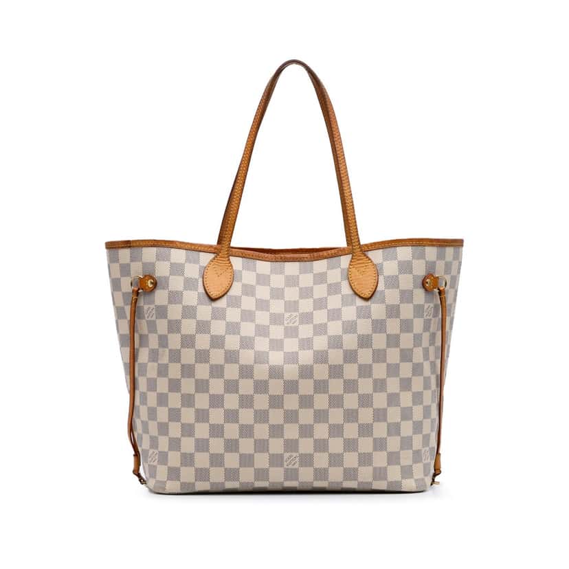 Louis Vuitton Damier Azur Neverfull MM White Canvas Good condition - Front View